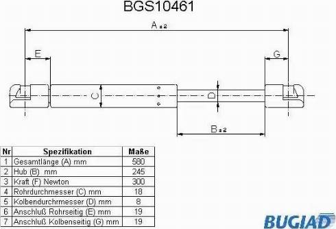 Bugiad BGS10461 - Газов амортисьор, багажно / товарно пространство vvparts.bg