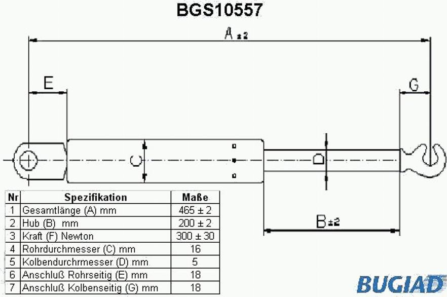 Bugiad BGS10557 - Газов амортисьор, багажно / товарно пространство vvparts.bg