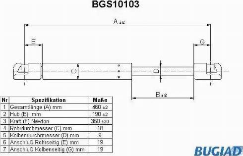 Bugiad BGS10103 - Газов амортисьор, багажно / товарно пространство vvparts.bg