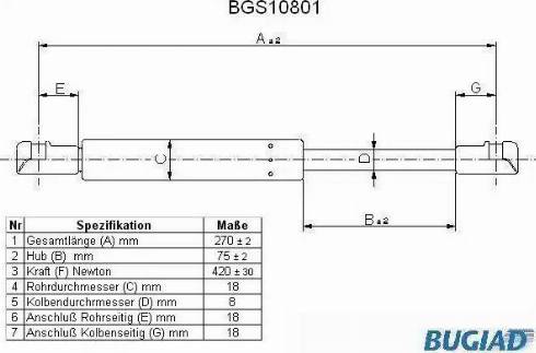 Bugiad BGS10801 - Газов амортисьор, багажно / товарно пространство vvparts.bg