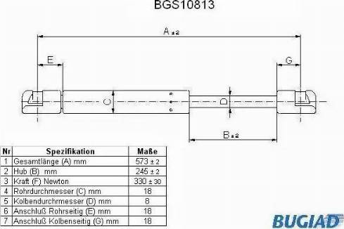 Bugiad BGS10813 - Газов амортисьор, капак на двигателя vvparts.bg