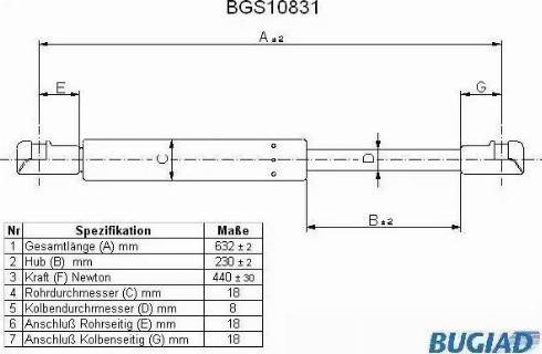 Bugiad BGS10831 - Газов амортисьор, багажно / товарно пространство vvparts.bg