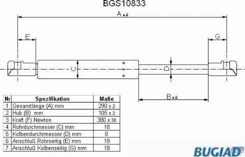 Bugiad BGS10833 - Газов амортисьор, багажно / товарно пространство vvparts.bg