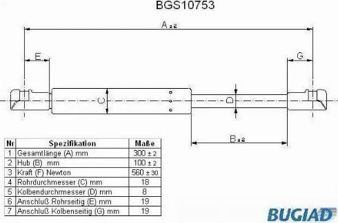 Bugiad BGS10753 - Газов амортисьор, багажно / товарно пространство vvparts.bg