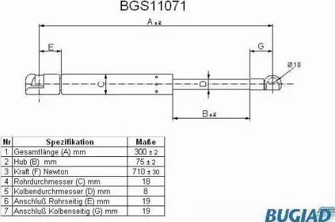 Bugiad BGS11071 - Газов амортисьор, багажно / товарно пространство vvparts.bg