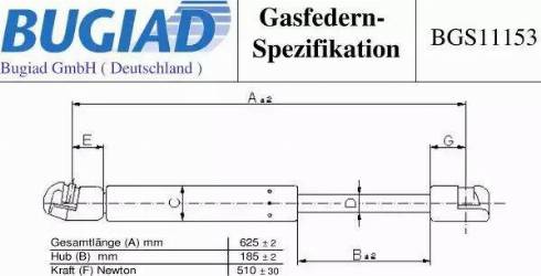 Bugiad BGS11153 - Газов амортисьор, багажно / товарно пространство vvparts.bg