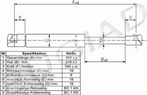 Bugiad BGS11178 - Газов амортисьор, багажно / товарно пространство vvparts.bg