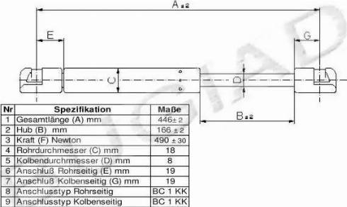 Bugiad BGS11225 - Газов амортисьор, багажно / товарно пространство vvparts.bg