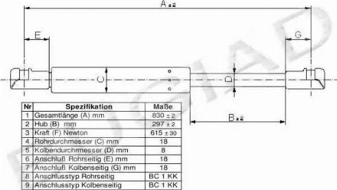 Bugiad BGS11222 - Газов амортисьор, багажно / товарно пространство vvparts.bg