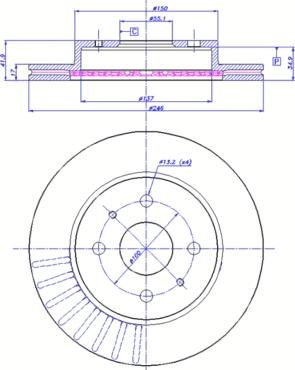 Akebono BN-0539E - Спирачен диск vvparts.bg