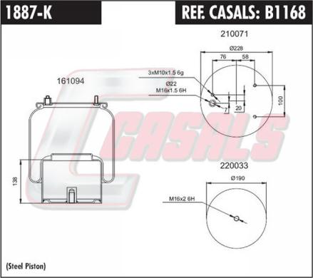 Casals B1168 - Маншон, въздушно окачване vvparts.bg