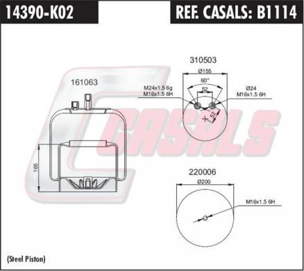 Casals B1114 - Маншон, въздушно окачване vvparts.bg