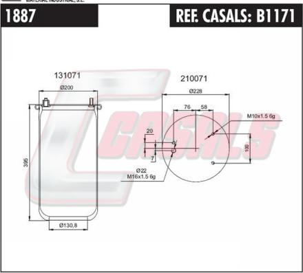 Casals B1171 - Маншон, въздушно окачване vvparts.bg