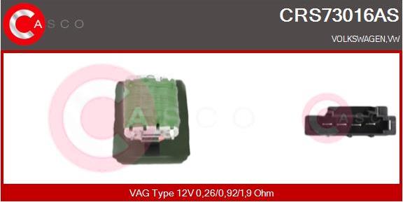 Casco CRS73016AS - Съпротивление, вентилатор за вътрешно пространство vvparts.bg