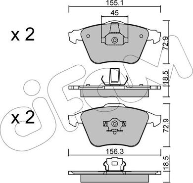 Cifam 822-549-3 - Комплект спирачно феродо, дискови спирачки vvparts.bg