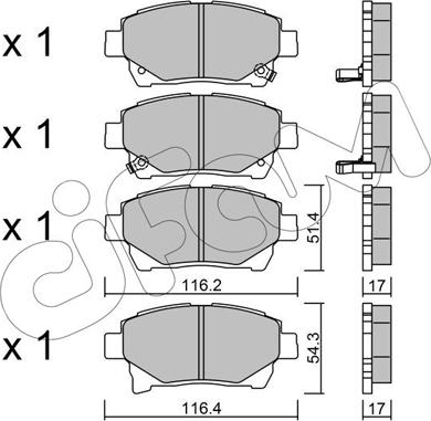 Cifam 822-877-0 - Комплект спирачно феродо, дискови спирачки vvparts.bg