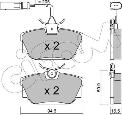 Cifam 822-346-2 - Комплект спирачно феродо, дискови спирачки vvparts.bg