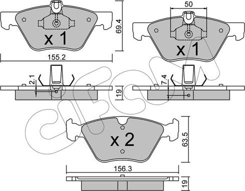 Cifam 822-252-1 - Комплект спирачно феродо, дискови спирачки vvparts.bg