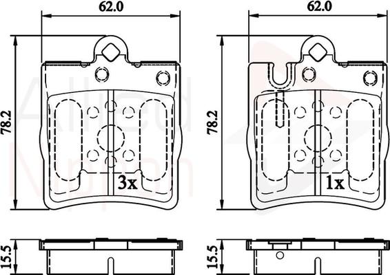 Comline ADB0915 - Комплект спирачно феродо, дискови спирачки vvparts.bg