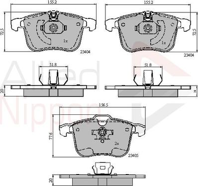 Comline ADB01593 - Комплект спирачно феродо, дискови спирачки vvparts.bg