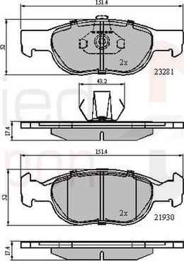 Comline ADB01018 - Комплект спирачно феродо, дискови спирачки vvparts.bg