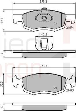 Comline ADB01791 - Комплект спирачно феродо, дискови спирачки vvparts.bg