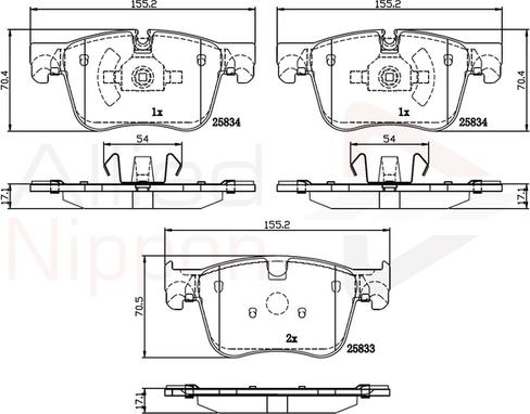 Comline ADB02250 - Комплект спирачно феродо, дискови спирачки vvparts.bg