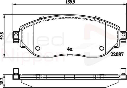 Comline ADB02285 - Комплект спирачно феродо, дискови спирачки vvparts.bg