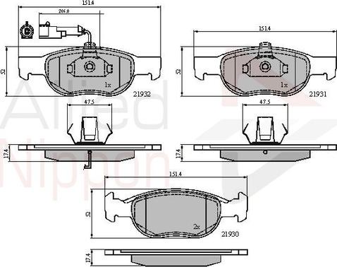 Comline ADB1479 - Комплект спирачно феродо, дискови спирачки vvparts.bg