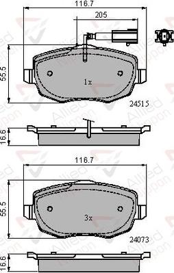 Comline ADB11601 - Комплект спирачно феродо, дискови спирачки vvparts.bg