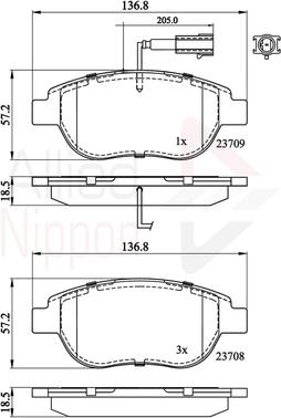 Comline ADB11038 - Комплект спирачно феродо, дискови спирачки vvparts.bg