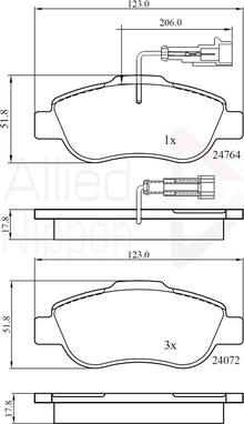 Comline ADB11785 - Комплект спирачно феродо, дискови спирачки vvparts.bg