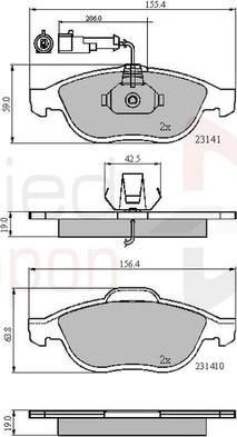 Comline ADB1856 - Комплект спирачно феродо, дискови спирачки vvparts.bg