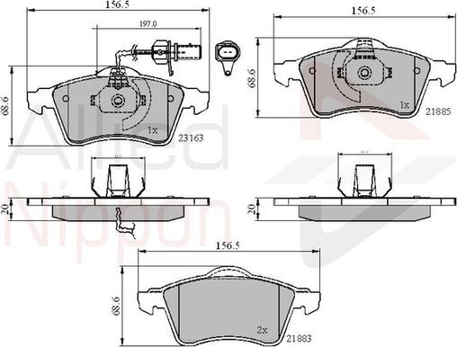 Comline ADB1852 - Комплект спирачно феродо, дискови спирачки vvparts.bg