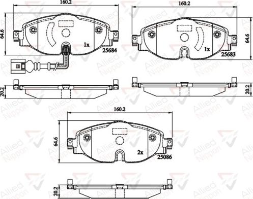 Comline ADB12158 - Комплект спирачно феродо, дискови спирачки vvparts.bg