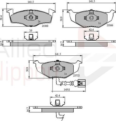 Comline ADB1707 - Комплект спирачно феродо, дискови спирачки vvparts.bg