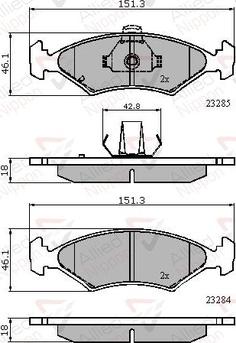 Comline ADB3444 - Комплект спирачно феродо, дискови спирачки vvparts.bg