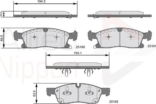 Comline ADB36096 - Комплект спирачно феродо, дискови спирачки vvparts.bg