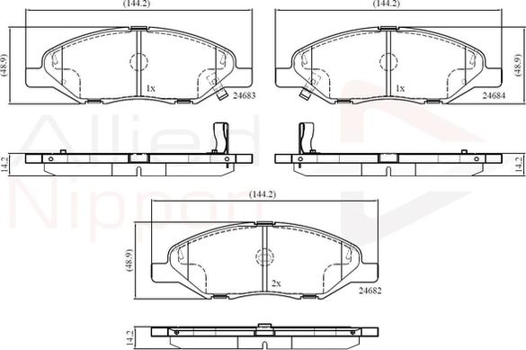 Comline ADB36044 - Комплект спирачно феродо, дискови спирачки vvparts.bg