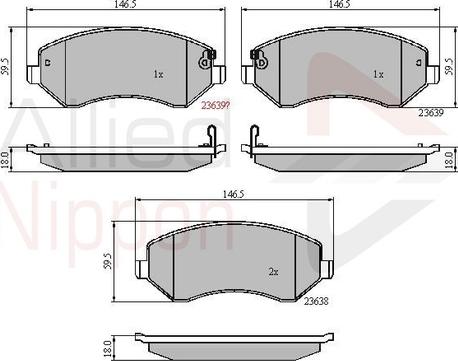 Comline ADB31162 - Комплект спирачно феродо, дискови спирачки vvparts.bg