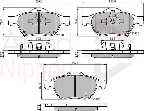 Comline ADB31249 - Комплект спирачно феродо, дискови спирачки vvparts.bg