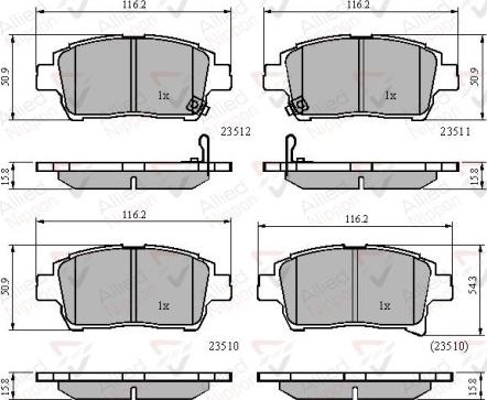 NK 1501224588 - Комплект спирачно феродо, дискови спирачки vvparts.bg