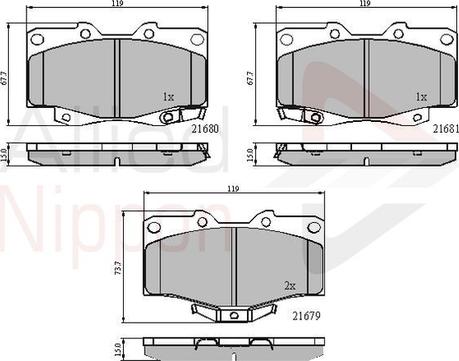 Comline ADB3333 - Комплект спирачно феродо, дискови спирачки vvparts.bg