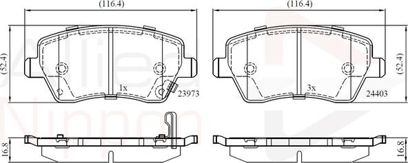 Comline ADB32008 - Комплект спирачно феродо, дискови спирачки vvparts.bg