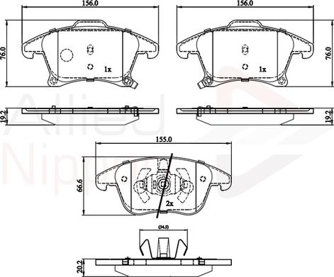 Comline ADB32286 - Комплект спирачно феродо, дискови спирачки vvparts.bg