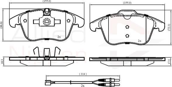 Comline ADB22002 - Комплект спирачно феродо, дискови спирачки vvparts.bg