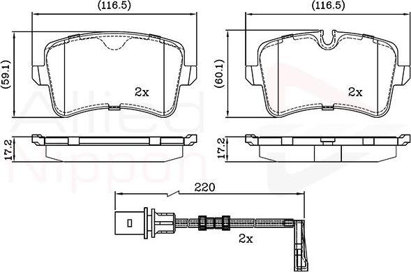 Comline ADB22121 - Комплект спирачно феродо, дискови спирачки vvparts.bg