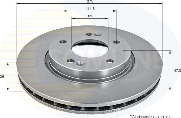 Comline ADC2407V - Спирачен диск vvparts.bg