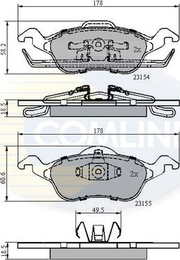 Comline CBP0490 - Комплект спирачно феродо, дискови спирачки vvparts.bg