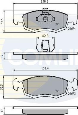 Comline CBP01791 - Комплект спирачно феродо, дискови спирачки vvparts.bg